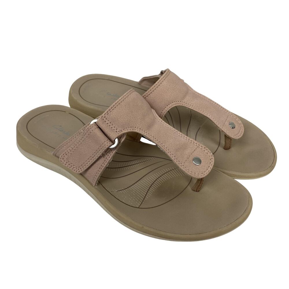 Clarks Cloudsteppers Sandals Womens 9 Pink Cushioned Comfort Thong Flip Flops